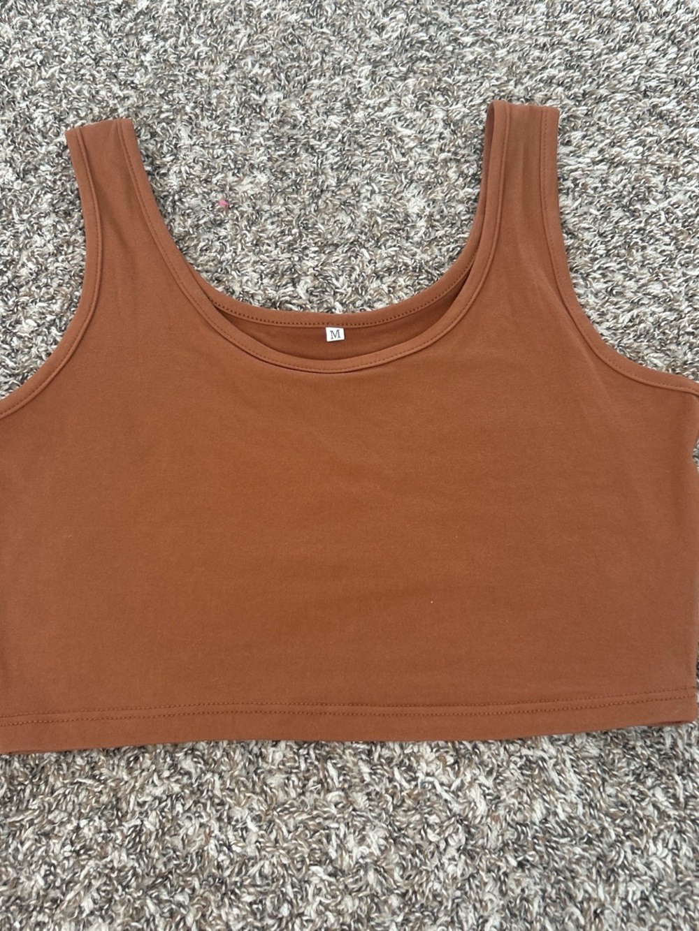 SHEIN Brown Scoop Neck Crop Tank Top